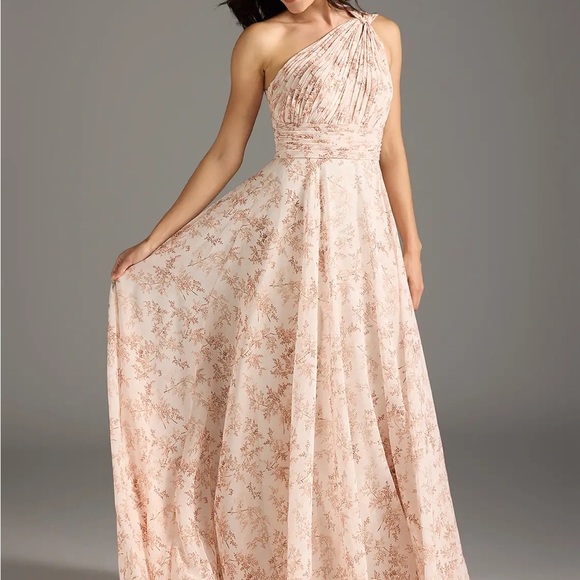 Azazie Dresses & Skirts - Azazie Charlize One-Shoulder in Pink Fern Floral